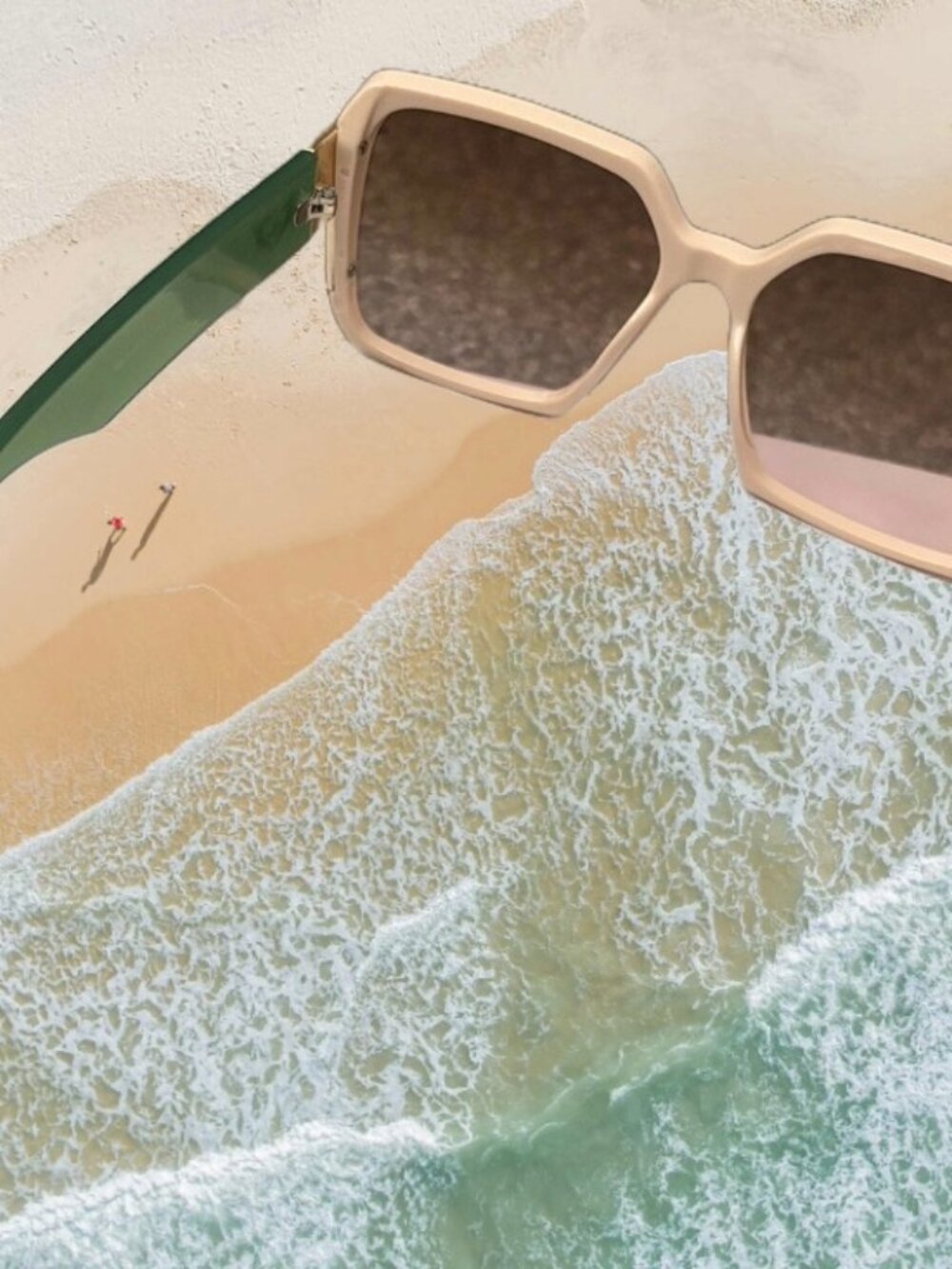 Square Sunglasses with Green Temples - Women Accessories - Picture 4 of 4